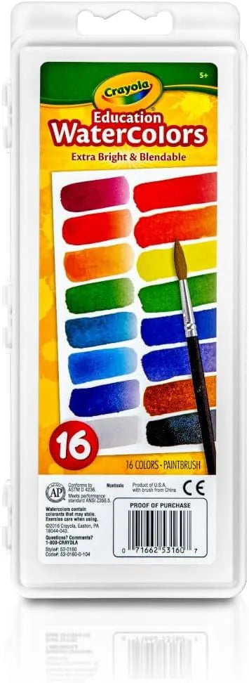 Crayola Watercolor Paint Set for Kids, Washable Paint, School Art Supplies
