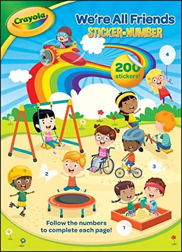 Crayola We're All Friends Sticker by Number Activity Book. Over 200 stickers and 64 Kid's Activity Pages, Ages 4-8.