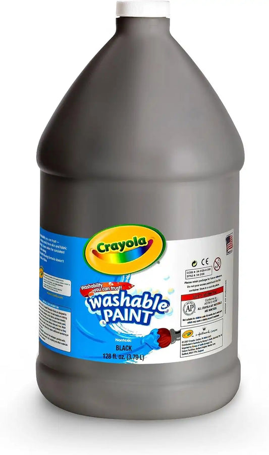 Crayola Washable Paint For Kids - Black (1 Gallon), Kids Arts And Crafts Supplies, Non Toxic, Bulk