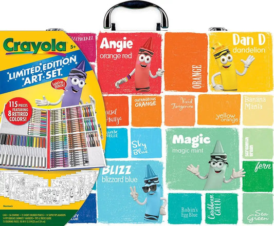Crayola Limited Edition Coloring Set (115 Pcs), Kids Art Supplies & Drawing Kit with Crayons, Markers & Colored Pencils in Storage Case, Gifts, Ages 5+