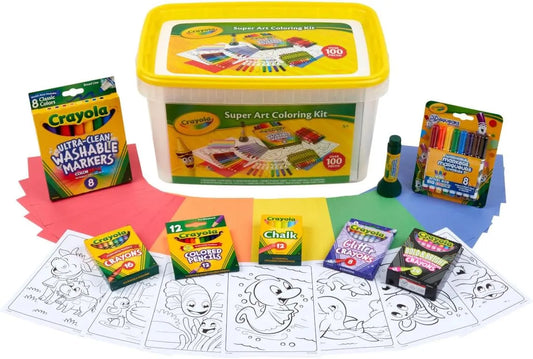 Crayola Super Art Coloring Kit (100+ Pcs), Kids Art Supplies Set with Crayons, Markers & Colored Pencils, Craft & Coloring Kit with Storage Tub, Ages 5+ [Amazon Exclusive]