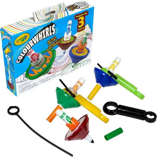 Crayola Colourwhirls Classic, 3 Ct Playset, Spin Art Toy with Washable Markers and Battle Arena, Competition Game, for Kids Ages 6, 7, 8, 9
