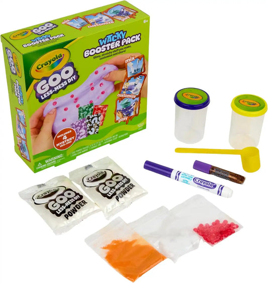 Crayola Mystery Goo Making Kit, Slime DIY Craft for Kids, Sensory Fidget Putty, Less Mess Activity, Includes Mix Pouches & Mix Ins, Gift for Kids, 6+