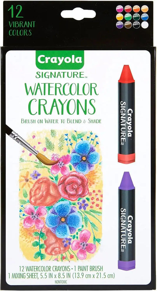 Crayola Signature Premium Watercolor Crayon Sticks & Paintbrush, 12 Count, Gift
