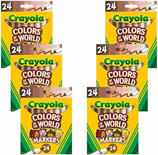 Crayola Colors of the World Markers - 6 Pack (24ct), Bulk Skin Tone Marker Set for Kids, Art Marker, Classroom Must Have, Ages 3+