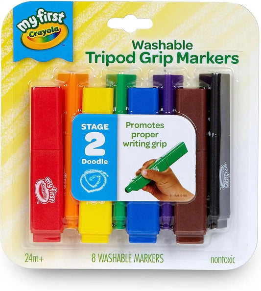 Crayola Triangle Toddler Markers 8ct, Easy Grip Washable Markers
